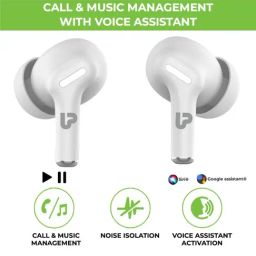 ULTRAPROLINK UM1145 Bluetooth Earbuds with AI ENC Quad Mic & 16H Playtime (White, True Wireless) image 3