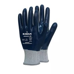 Karam Safety Hand Gloves Nitrile Coating Black 15 Gauge Polyester Liner Size M, HS 92(FC)-image-61