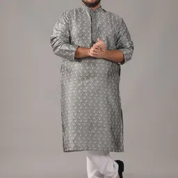 SOJANYA PLUS Size Paisely Printed Band Collar Straight Kurta-image-15