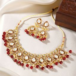 TEEJH Vismaya Gold-Plated Stone-Studded & Beaded Jewellery Set-8