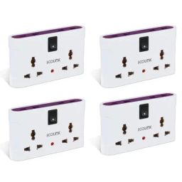 EcoLink Secure 4 way 6A Univeral Mulitplug Adpater Extension Box - Pack of 4 (White & Purple)-image-23