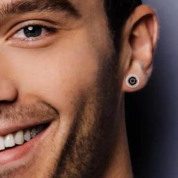 Candere by Kalyan Jewellers 14k Gold Diamond Single Ear Stud Earring Black Onyx Collection for Men-image-3
