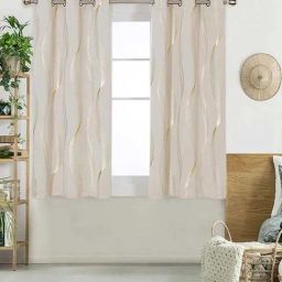 Urban Space Beige Polyester Window Curtain With Tieback & Eyelet-37