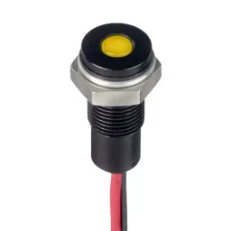 RS PRO Yellow Panel Mount Indicator 10.8-13.2V DC, Mounting Hole Size 6 mm, Termination Type Lead Wires, IP Rating IP67, Model No 1713824-8