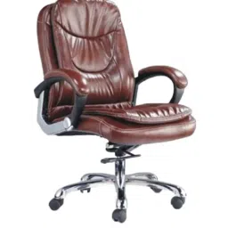Stolica High Back Leatherette Brown Office Chair with Chrome Base-image-25