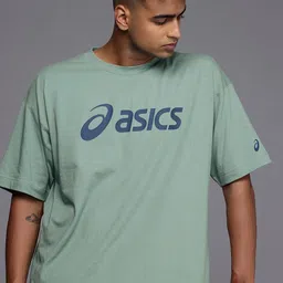 ASICS Brand Logo Printed Drop-Shoulder Sleeves Relaxed Fit T-shirt-image-65
