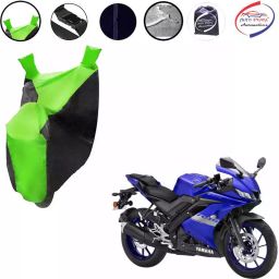 Auto Pearl Polyester Waterproof Two Wheeler Cover for Yamaha R15 Black(Water Proof)-image-86