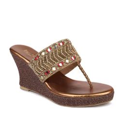 Inc.5 Women's Antique Gold T-Strap Wedges-image-33