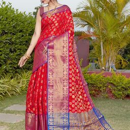 JUST FASHION Woven Design Zari Art Silk Banarasi Saree-picture-58