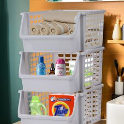 Kuber Industries Grey 3 Tier Bathroom Organiser-20