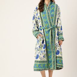 Jaipur Morni Printed Quilted Reversible Pure Cotton Bath Robe-picture-38
