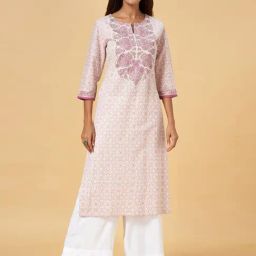 Rangmanch by Pantaloons Off-White Cotton Printed Straight Kurta-image-19