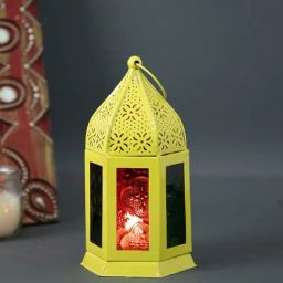 Aapno Rajasthan Yellow Metal Morrocan Lantern-1