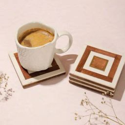Fabindia Home Ayaana White Resin Coasters - Set of 4-45