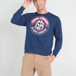 U.S. Polo Assn. Denim Co. Dark Blue Cotton Regular Fit Printed Sweatshirt-picture-23