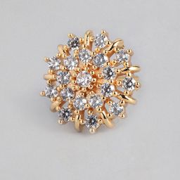justpeachy Gold-Toned & White Cubic Zirconia Circular Studs image 4