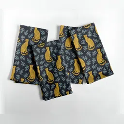 Vargottam 12-Pcs Black & Yellow Printed Cotton Table Napkins-8