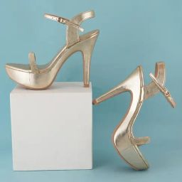Scentra Women's Gold Ankle Strap Stilettos-image-97