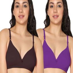 IN CARE Brown & Purple Cotton T-Shirt Bras - Pack Of 2-image-65