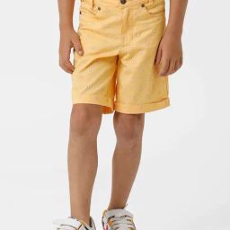 Kate & Oscar Kids Yellow Cotton Printed Shorts-image-86