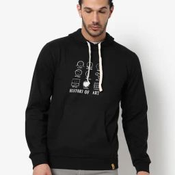Campus Sutra Black Cotton Regular Fit Printed Hooded Sweatshirt-image-49
