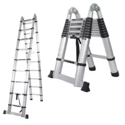 Corvids 19 Ft Portable and Compact A Type Aluminium Telescopic Ladder with 18-Steps, CALT-D56-12