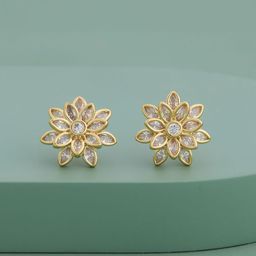 Kushal's Fashion Jewellery Gold-Plated Party Trendy Zircon Floral Studs Earrings-picture-40