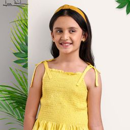arias by lara dutta Arias Rayon Strappy Top with Smocking - Yellow-picture-28