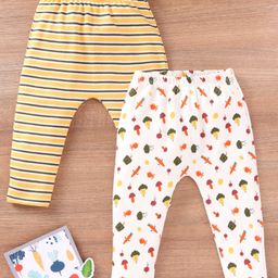 Babyoye 100% Cotton Eco Jiva Finish Diaper Leggings Vegetable Print Pack of 2 - Multicolor-image-79