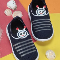 Lil Lollipop Patch Detailed Mesh Designed Slip On Musical Booties - Navy Blue-image-82
