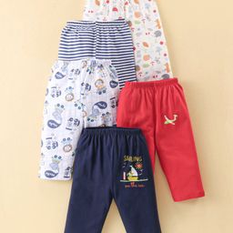 OHMS Single Jersey Full Length Lounge and Track Pants Striped Animal & Vehicle Print Pack of 5 - Multicolour-picture-8
