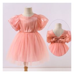 Kookie Kids Half Sleeves Party Frock with Bow Detailing - Pink-picture-14