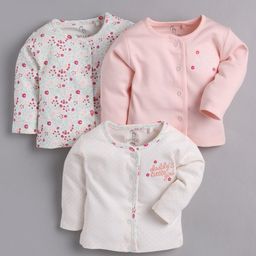 BABY GO Pack Of 3 Full Sleeves  Floral  Printed  Tees - Peach-image-80