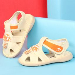 Cute Walk by Babyhug Sandals With Velcro Closure & Car Applique - Beige-image-52