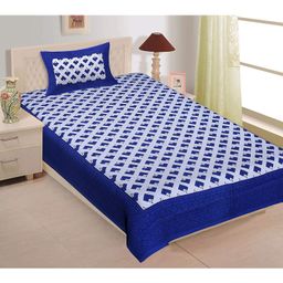 UniqChoice Pure Cotton Jaipuri Single bed sheet With 1 Pillow Cover-image-35