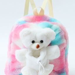 Play Nation Soft Plush Toy Bag with Bunny Applique White & Pink - 10.6 Inches-image-84