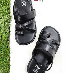 The Madras Trunk Strap Detailed Sandals - Black-picture-18