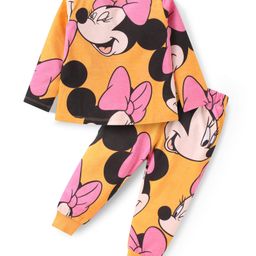 Babyhug Disney Single Jersey Knit Full Sleeves Night Suit with Minnie Mouse Graphics - Orange-picture-28