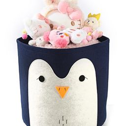 House of Quirk Felt KidsPenguin Laundry Basket Round Storage Basket Laundry Organizer- Dark Blue-picture-43