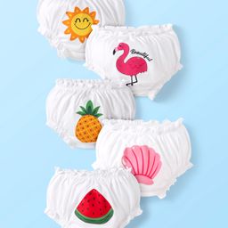 Doodle Poodle 100% Cotton Panties with Fruits & Birds Print Pack of 5 - White-picture-37