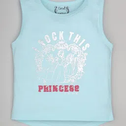 giniekids Cotton Sleeveless I Rock This Princess Look Text Printed Top - Blue-picture-17