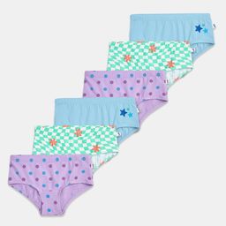 Plan B Cotton Elastane Pack Of 6 Floral & Stars Printed Panties - Blue Green & Lavender-image-15