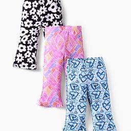 CUCUMBER Cotton Knit Full Length Lounge Pants with Floral & Heart Print Pack of 3 - Black & Light Blue-image-50