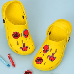 Marvel by Yellow Bee Perforated Clogs With Avengers Featuring Spiderman Charms - Yellow-image-72