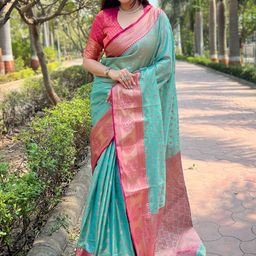 all about you Woven Design Zari Tissue Kanjeevaram Saree-26