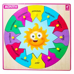 WISSEN Months Knob & Peg Puzzle Multicolor - 12 Pieces image 3