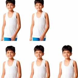 DESNUDA Pack of 5 Boys Cotton White Vest-image-101