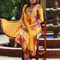 Aaghnya Women Viscose Rayon Printed Kurta Sets-image-85