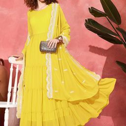 Sangria A-Line Ethnic Dress With Chikankari Dupatta-image-68