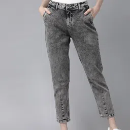 Roadster Women Grey Straight Fit High-Rise Clean Look Stretchable Cropped Jeans-image-75